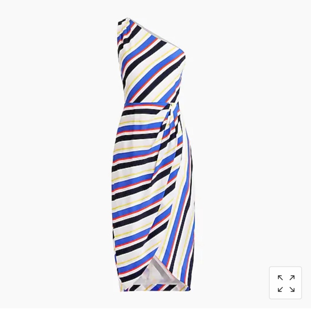 J Crew Silk one-shoulder dress in primary stripes